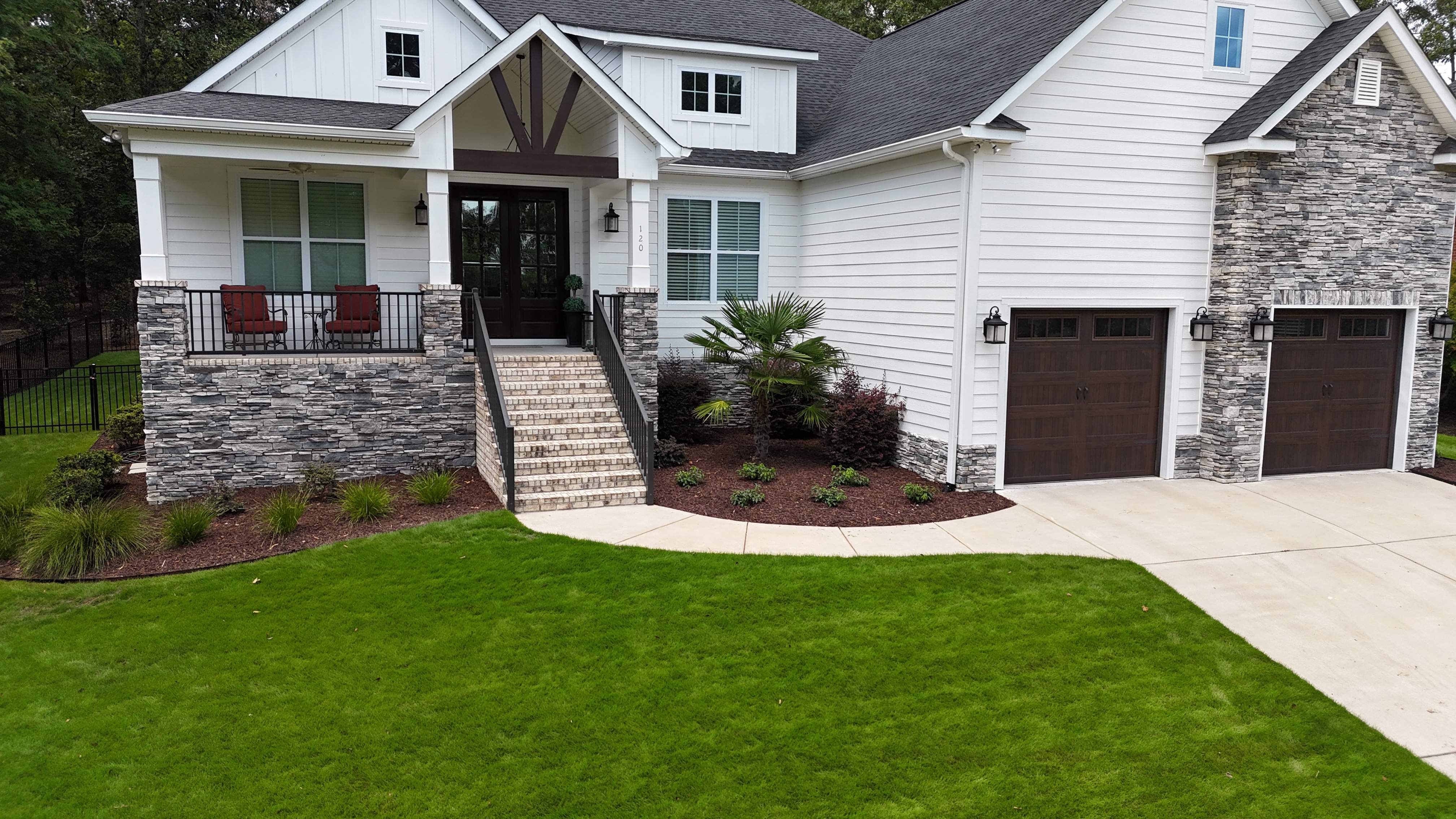 Beautiful lawn with professional landscaping